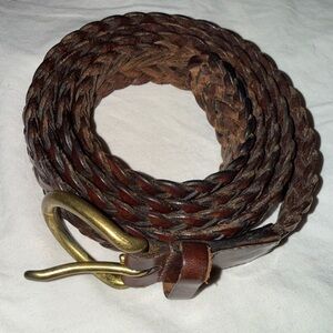 Coach British brown braided leather belt Size Large to 42”